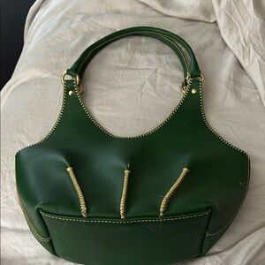 Elegant Green Leather Shoulder Bag